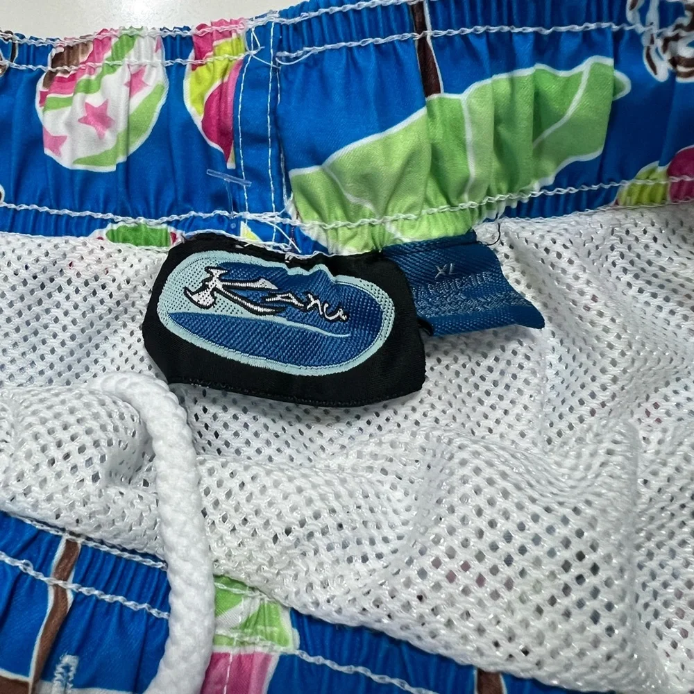 Kanu Teal Beach Print Swim Trunks. NWOT Size XL